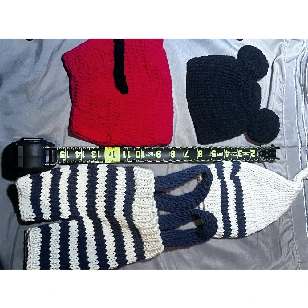 2 Knit Outfit Newborn Crochet Pants Hat Photo‎ Props Shoot Baby Boy Mickey Lot